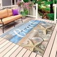 thumbnail image 4 of Outdoor Rug 3x5 ft Beach Starfish Outdoor Large Area Rug Non Slip Rubber Shell Coral Blue Wood Grain Front Door Mat RV Rug Camping Carpet Patio Outdoor Rugs for Backyard Balcony Deck Porch Indoor, 4 of 9