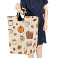 thumbnail image 4 of Yayeee Freestanding Laundry Hamper with Handle Collapsible Large Storage Basket for Clothes, Fall Beige Pumpkin, 4 of 7