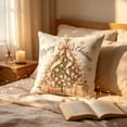 thumbnail image 5 of Vintage Pink Christmas Throw Pillow Cover, Decorative Holiday Cushion Case for Sofa Home Decor., 5 of 6