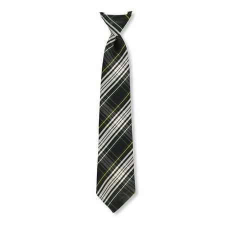 

Cookie s Adjustable Banded Necktie with Clip - green/white/gold *plaid #61* 16