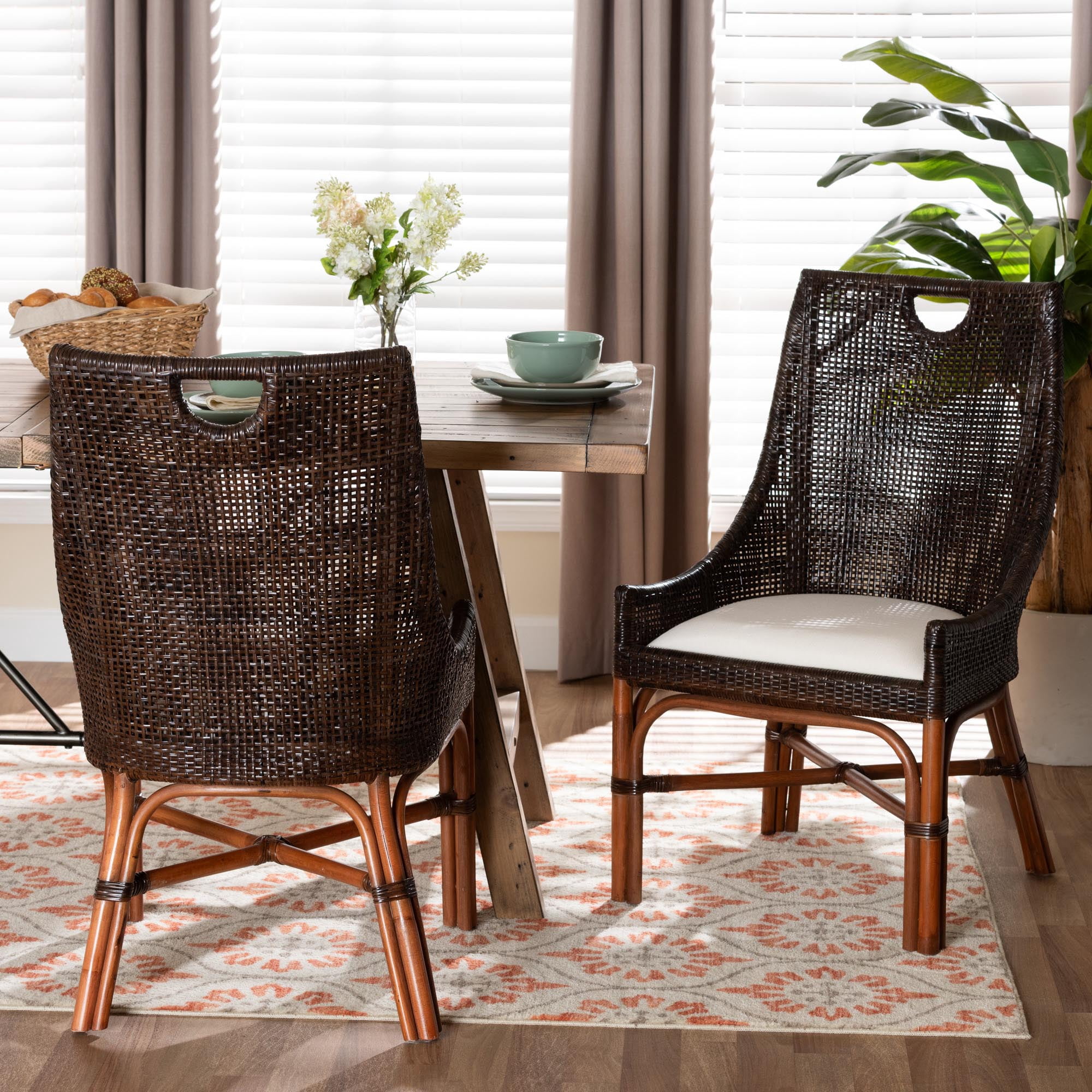 bali & pari Petra Boho Dining Chair, 2-Piece, Espresso
