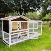 Outdoor GOOJOASIS Chicken Coop Indoor Rabbit Hutch with 3 Removable Tray 2 Story Rabbit House