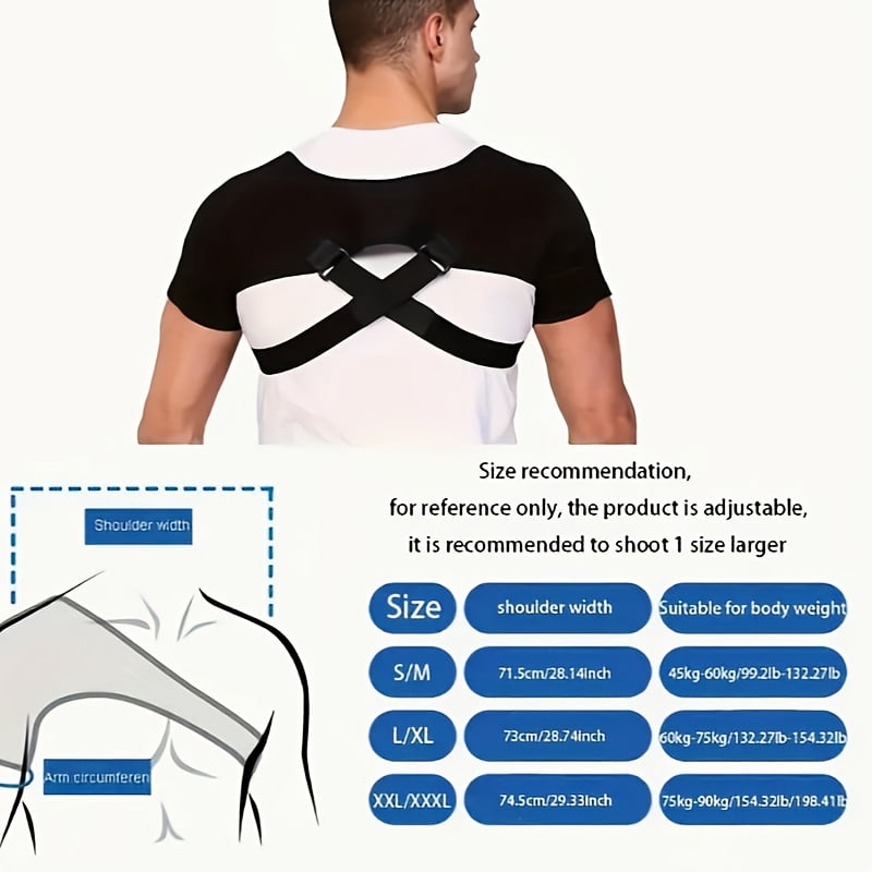 Adjustable Sports Shoulder Support Strap, Back Double Bandage, Cross Shoulder Strap Double Shoulder Support Frame