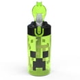 thumbnail image 4 of Zak Designs Minecraft 16 oz. Reusable Plastic Water Bottle with Straw, Creeper, 4 of 5