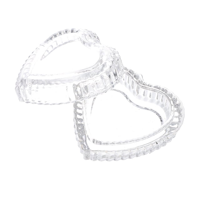 MasteelfCA Glass Embossed Retro Jewelry Love Heart Shaped Storage Box Candy Jar with Lid