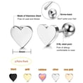 thumbnail image 6 of Hyasfey 1Pc Cartilage Ear Stud Stud Earring Electroplating Geometric Bright Luster Allergy Free Comfortable Decorative Gift Men Women Heart Shape Tragus Ear Stud Piercing Jewelry for Daily Wear, 6 of 8