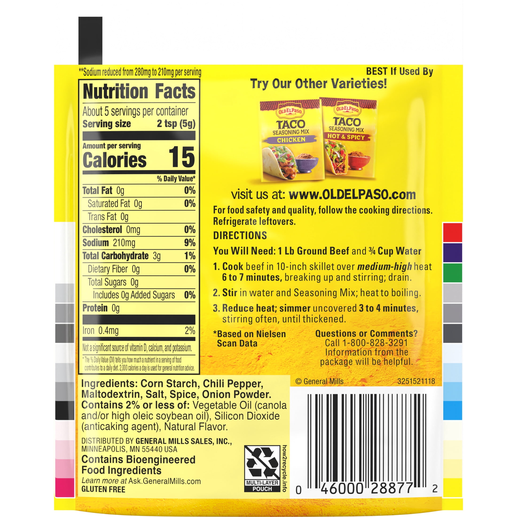 (32 pack) Old El Paso Taco Seasoning Mix, 25% Less Sodium, Gluten Free, 1 oz