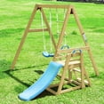 thumbnail image 4 of Seetaras Wooden Swing Set,Outdoor Backyard Activity Playground Climb Swing Play Structure Wooden Swing-NSet for Toddlers Kids, 4 of 10