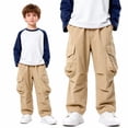 thumbnail image 1 of Krdevn Boys Cargo Pants Straight Leg Casual Trousers Loose Fit Long Pants for Kids and Big Boys Comfortable Outdoor Play,4-5 Years, 1 of 4