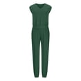 thumbnail image 4 of Two Piece Sets for Women Summer Plus Size Fashion Solid Color Sleeveless V Neck Top + Casual Pants Suit Set Two Piece Set, 4 of 8