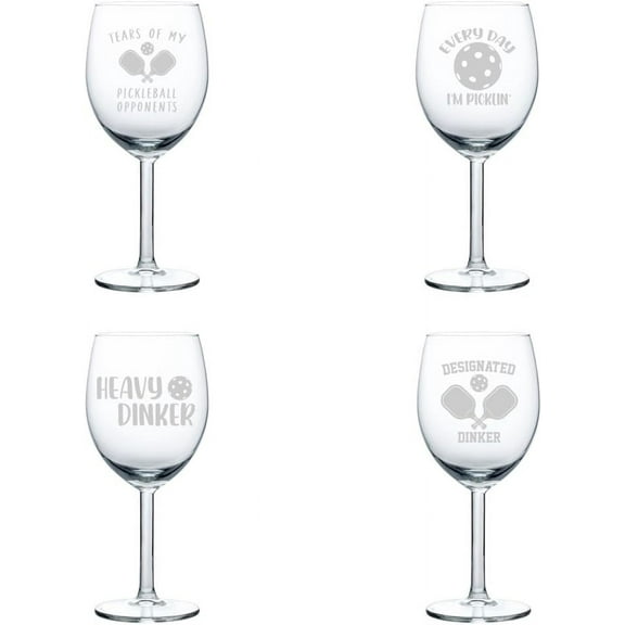 Set of 4 Wine Glass Gift Funny Pickleball Collection (10 oz)