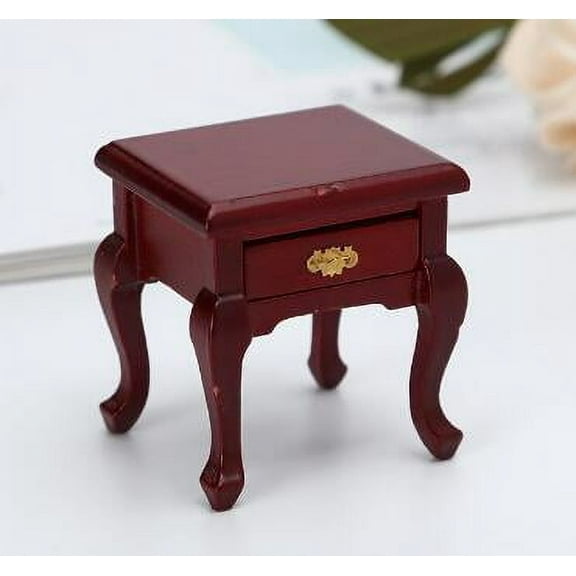 ITSELFER Miniature End Table Drawer Wooden Dollhouse Table 1:12 Scale Bedsides for Living Room Bedroom Furniture Accessories