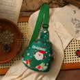 thumbnail image 4 of Christmas Gift Bag, Crossbody Purse, Small Portable Santa Claus Holiday Treat Storage, Red Green Cloth Fabric Durable Festive Accessory, 4 of 7