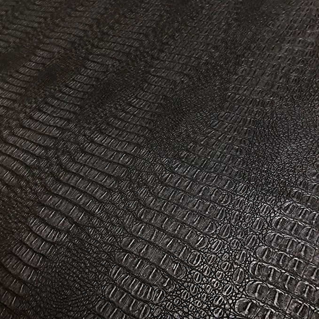 Gator Faux Leather, Soft Textured Crocodile Vinyl Fabric, Alligator Skin Embossed Upholstery And DIY Craft Pleather Sheets – Cut Continuously By The Yard (Black)