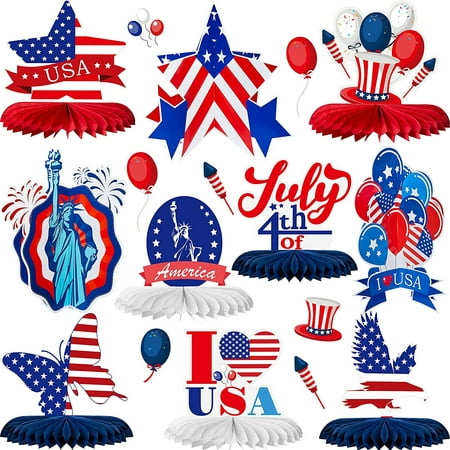 10 Pieces Fourth of July Decorations Patriotic Centerpieces ...