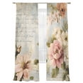 thumbnail image 2 of Farmhouse Pink Floral Semi Sheer Curtains 84 Inch Length 2 Panels Set, Spring Vintage Botanical Flowers Sheer Kitchen Curtain Privacy Voile Window Curtain for Living Room Bedroom Rod Pocket Drapes, 2 of 7