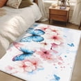 thumbnail image 5 of Butterfly Floral Area&nbsp;Rug 4x6ft Watercolor Pink Blue Flower Butterflies Non-Slip&nbsp;Washable Square&nbsp;Rugs Soft Felt Indoor Floor Mat for Bedroom Kitchen Living Room Bathroom, 5 of 9