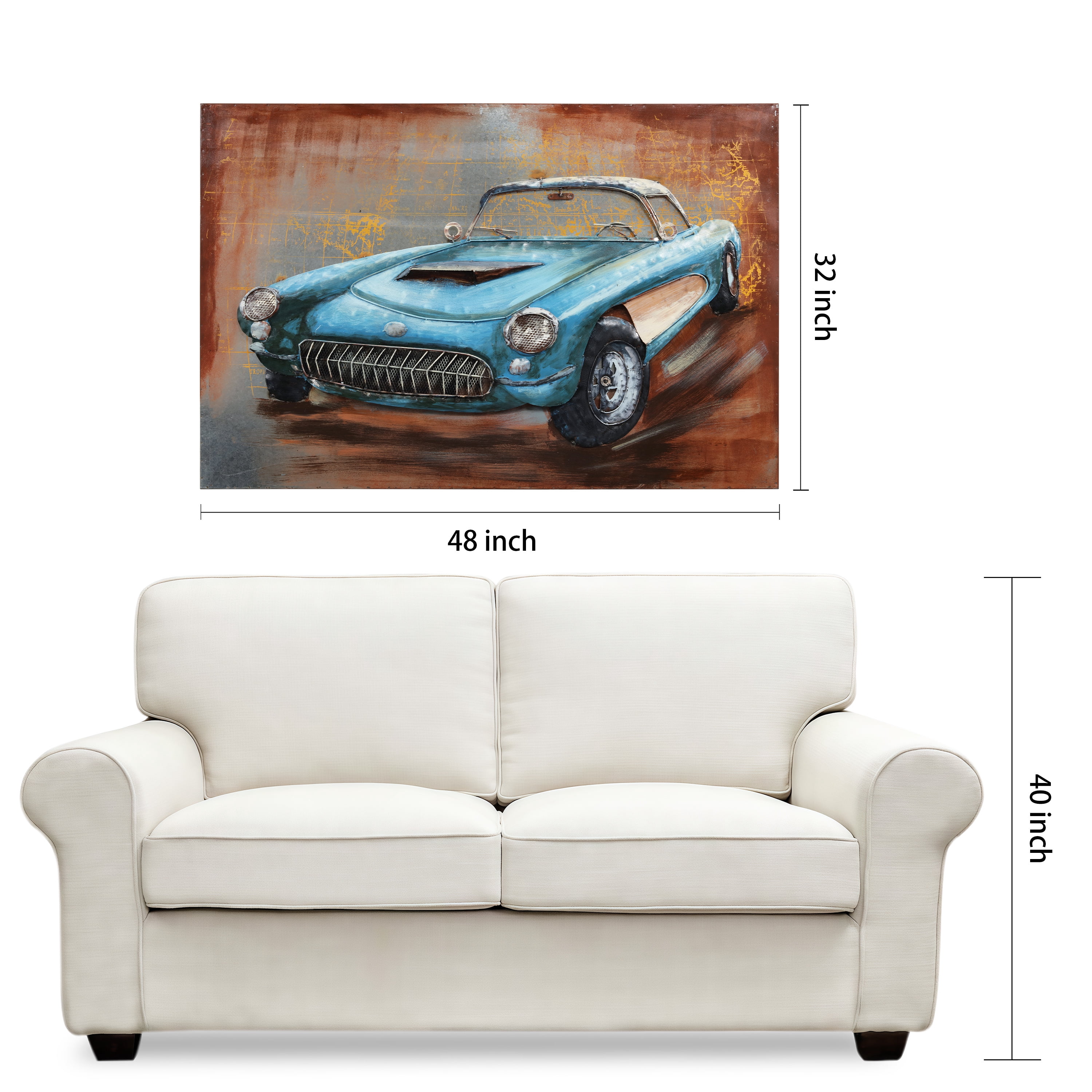 Empire Art Direct Empire Art "Blue car"Primo Mixed Media Hand Painted Iron Wall Sculpture