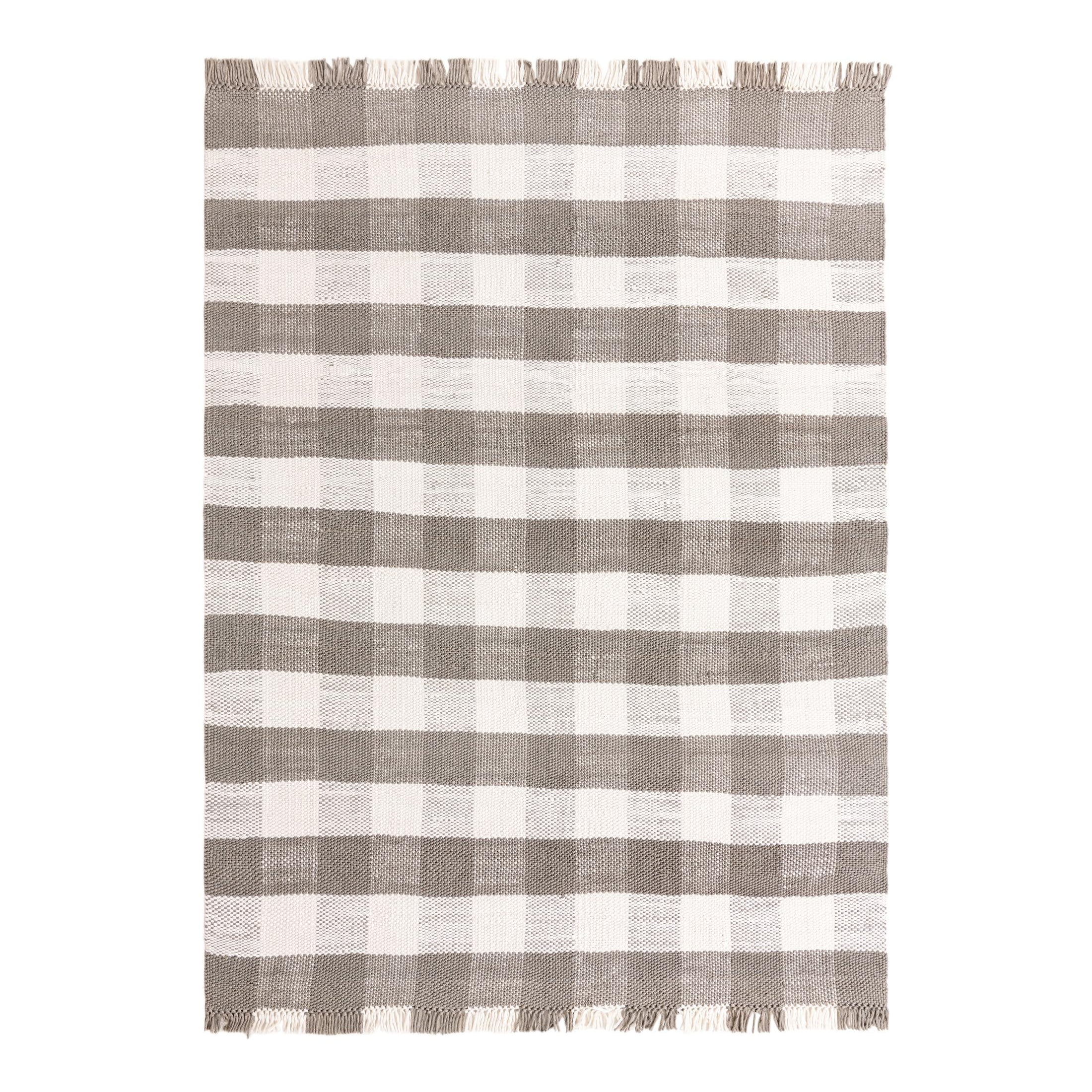 Unique Loom Eco Plaid Indoor Outdoor Washable Collection Area Rug - Balmoral (9' x 12' Rectangle Gray/Ivory)