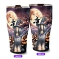 thumbnail image 2 of Spooky Halloween Night Witch Afghan Hound Glowing Pumpkins 30oz Stainless Steel Tumbler Insulated Cup with Lid Dog Lover - 12015, 2 of 5