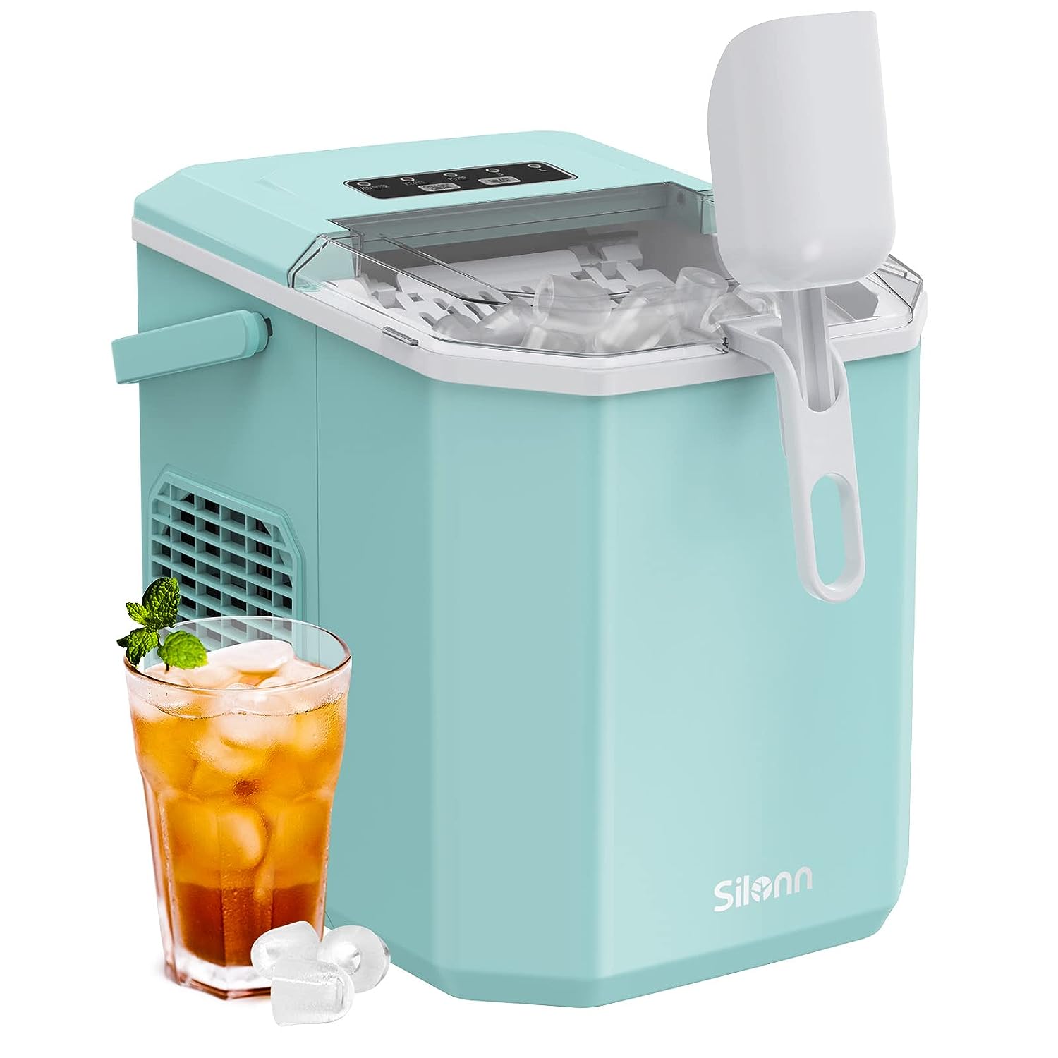 Silonn Ice Maker Countertop, Portable Ice Machine with Carry Handle