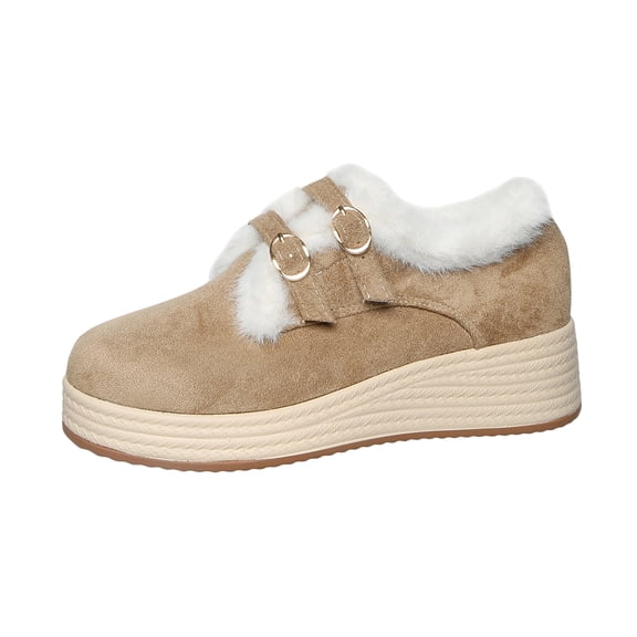 Wensltd Brown Boots for Women Thick Lined Thick Sole Round Toe Warm for Indoor and Outdoor Winter Boots