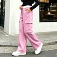 thumbnail image 5 of Girls Sweatpants Straight Leg Elastic Waist Multi Pockets Cargo Pants Sweatpants Loose Casual Daily Workout Lounge Joggers Pants 5-15 Years, 5 of 9
