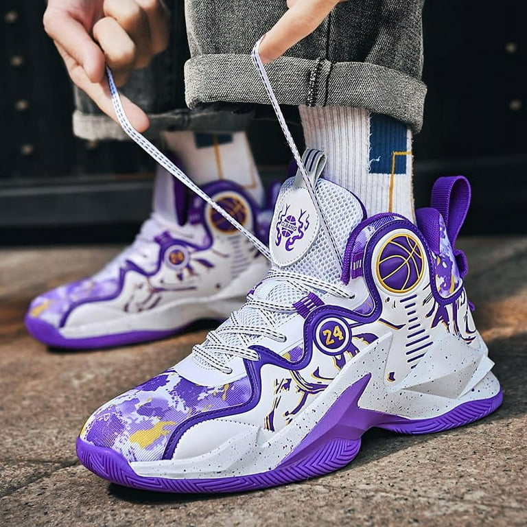 Bolognifi Men's High Top Basketball Shoes with Unique Pattern