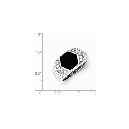 925 Sterling Silver CZ and Onyx Ring, Size 9 MSRP $170