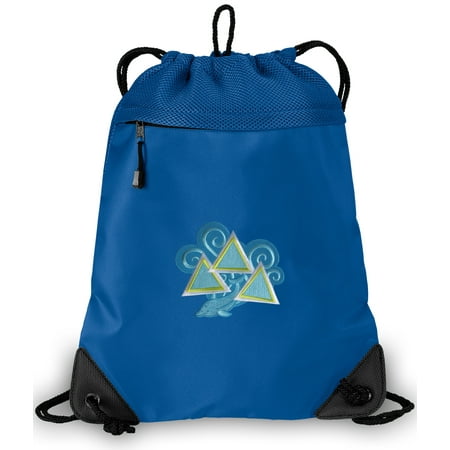 - Tri Delt Cinch Backpack OFFICIAL Tri Delt Sorority Drawstring Bag String Pack Mesh & Microfiber - Two Sections