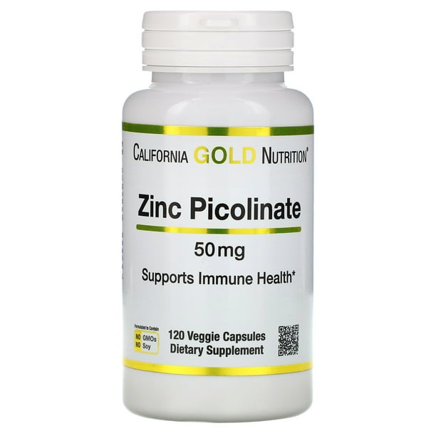 California Gold Nutrition Zinc Picolinate 50 mg 120 Veggie Capsules
