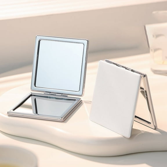 Compact Travel Makeup Magnifying Mirror - Small portable folding Mirror with Handheld and Easy to carry White