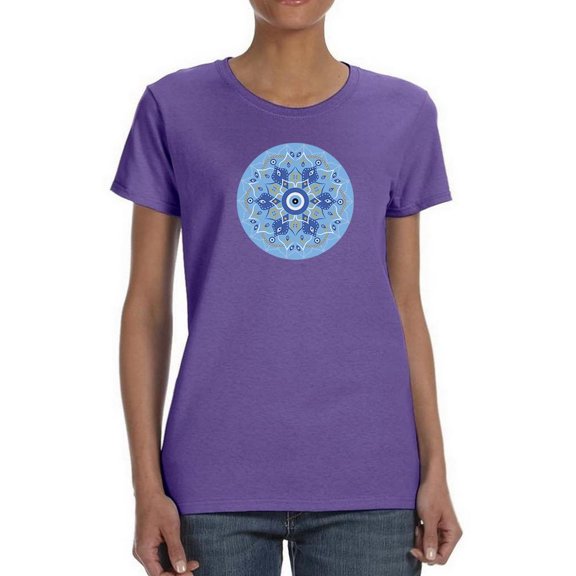 Nazar Eye Grey Flower Wt Shaped T-Shirt Women -Image by Shutterstock, Female 3X-Large