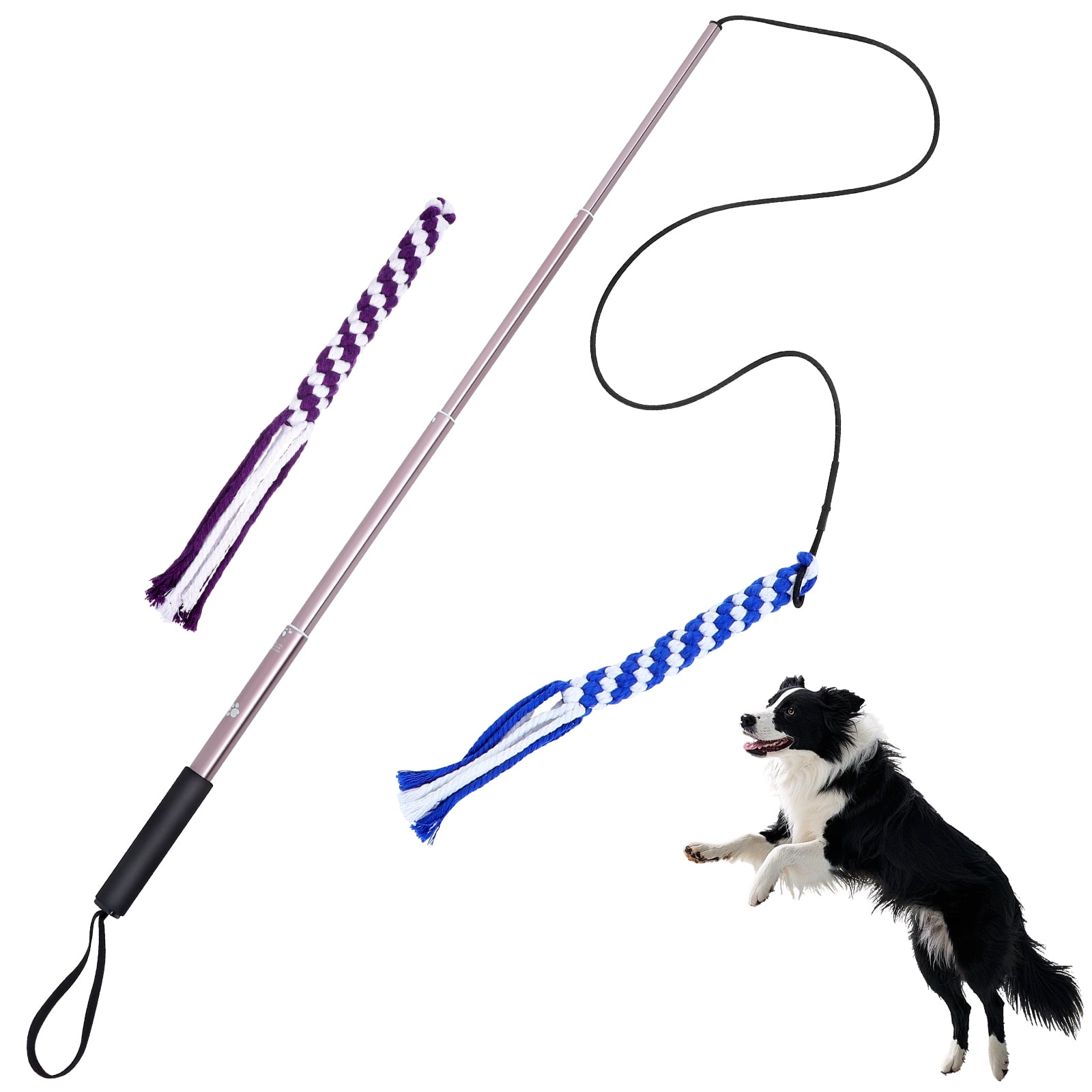 FOMIYES Durable Extendable Dog Teaser Pole Plated Silver for Outdoor Fun and Obedience Training