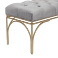 thumbnail image 5 of DecMode Velvet Tufted Bench with Gold Metal Legs, Gray, 5 of 13
