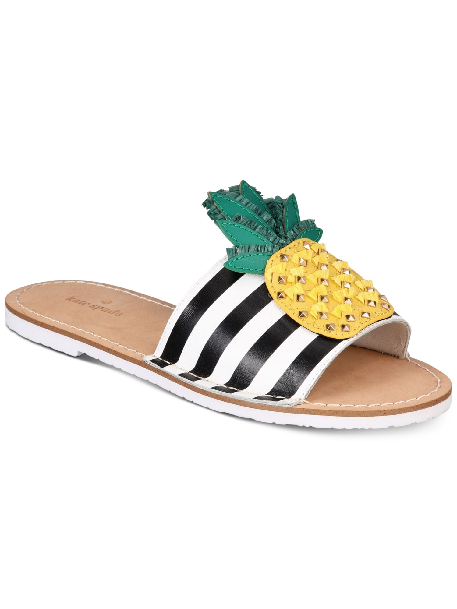 KATE SPADE Womens Black White Beige Pineapple Stripes Studded Fringed  Icarus Round Toe Slip On Slide Sandals 9.5 M - Walmart.com