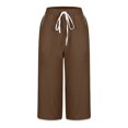 thumbnail image 6 of KyCheLot Women's Casual Capri Pants Elastic Waist Solid Color Drawstring Loose Cropped Pants with Pockets, 6 of 6