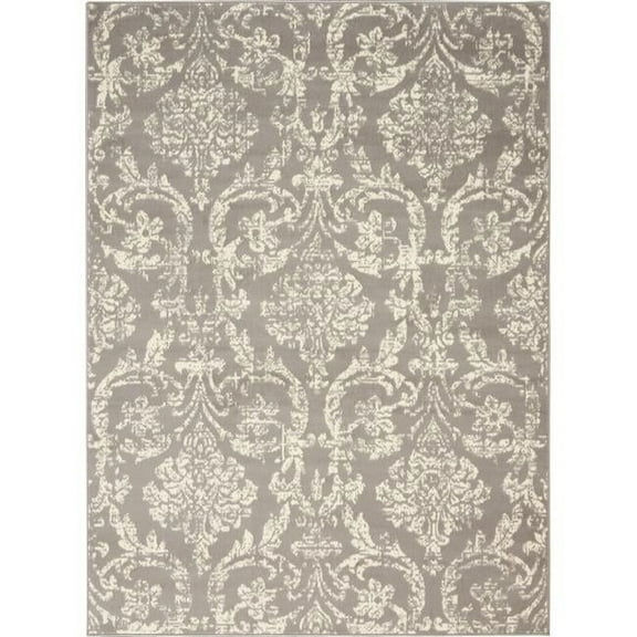 4 x 6 ft. Grey Damask Power Loom Rectangle Area Rug