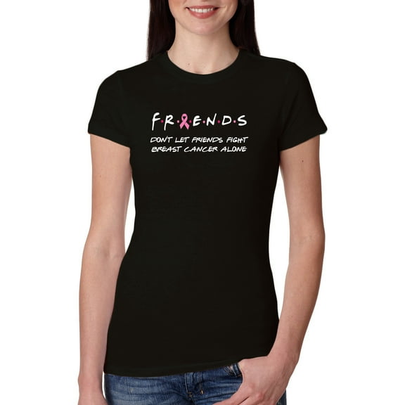 Don't Let Friends Alone Awareness Womens Slim Fit Junior Tee, Black, Small
