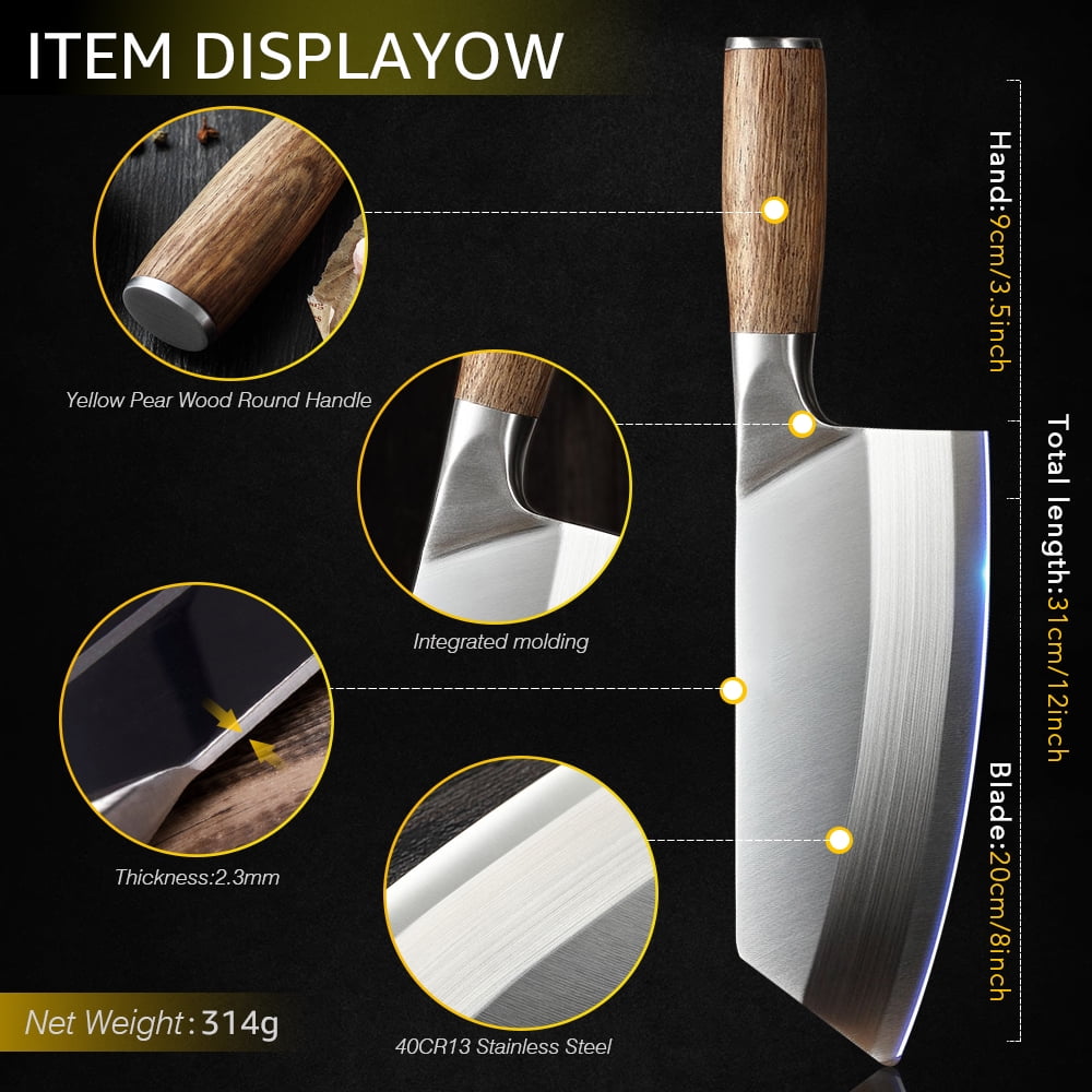 2x 8 Thai Big Knife Kitchen Iron Wood Handle Made of Saw Brade Cleaver  Butcher