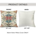 thumbnail image 2 of Boho Persian Turkish Decorative Throw Pillow Cover, Vintage Print Bohemian Chic Accent Cushion Case for Sofa Couch Bedroom Living Room, 18x18 inchs, 2 of 6
