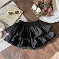 thumbnail image 4 of Ticikt Girls Layered Ruffle Skort, Elastic Waist Cute Tiered Cake Skirt Shorts, Fashion Flowy Mini Skort for Little Kids,Black, 4 of 5