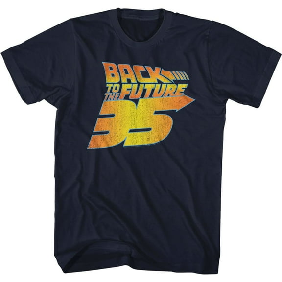 Back To The Future 35Th Distressed Navy Adult T-Shirt 6Xl