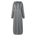 thumbnail image 3 of ZANZEA Dresses for Women Hooded Winter Long Sleeve Thin Fleece Long Pullover Dress, 3 of 9