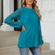 thumbnail image 4 of Blusas para mujer,Camiseta de manga larga para mujer, cuello redondo, informal, 100 % poliéster, color liso, ideal para uso diario y en casa, sopatenor, 4 of 8