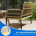thumbnail image 6 of Dextrus Wicker Outdoor Loveseat, All-Weather Patio Furniture with Cushions, Light Brown+Black, 6 of 10