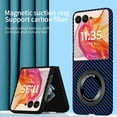 thumbnail image 6 of Allytechgroup Shockproof Carbon Fiber Motorola Razr+ Plus 2024 Case Cover with Ring Holder and Kickstand, Magnetic Back Cover Drop Protective Phone Case for Moto Razr+ Plus 2024, Bluepurple, 6 of 7