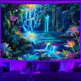 thumbnail image 3 of Blacklight Fantasy Forest Tapestry Aesthetic Flower Butterfly UV Reactive Tapestry Wall Hanging for Bedroom Living Room, 60X40IN, 3 of 5