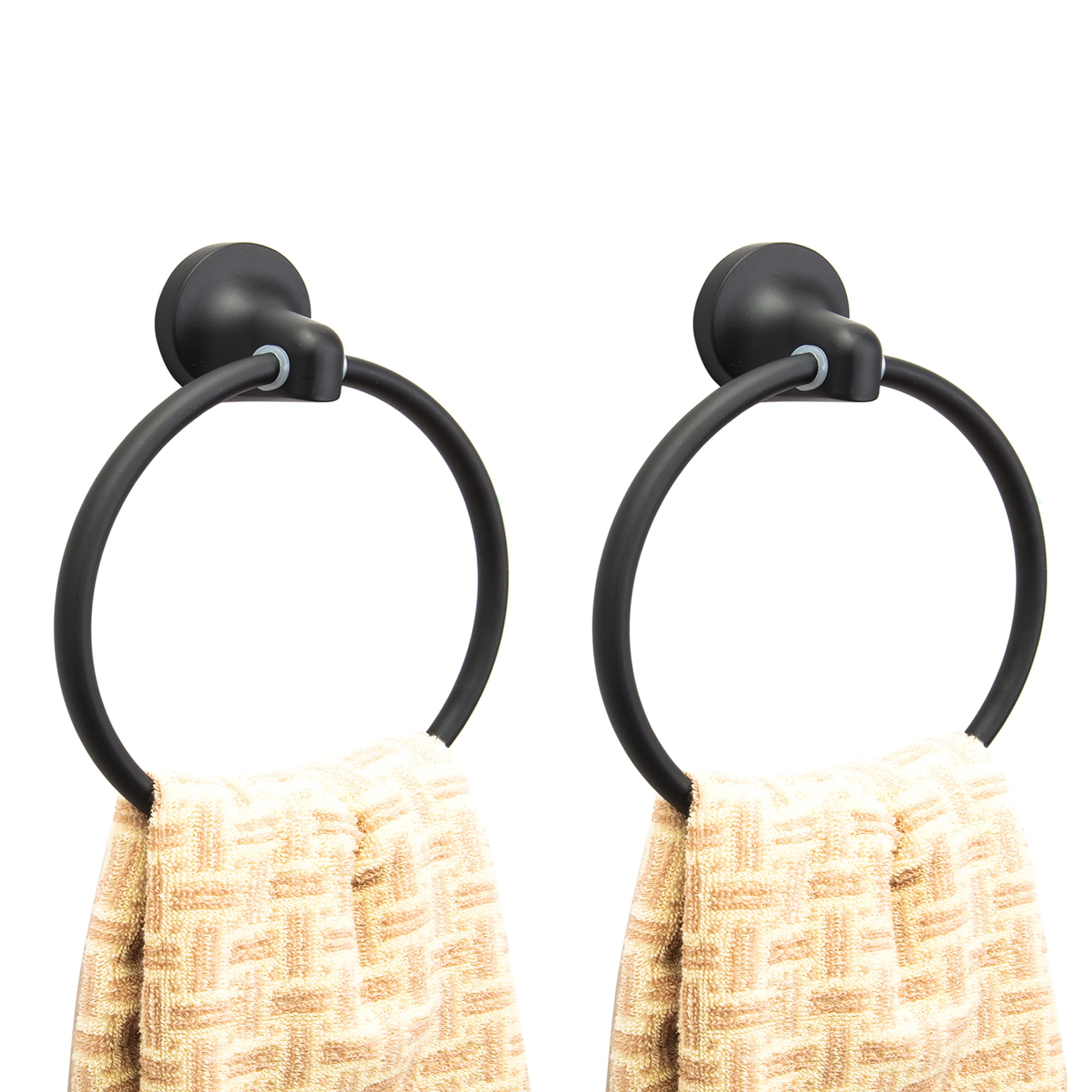 LELINTA 2pcs Towel Ring Matte Black Hand Towel Holder SUS