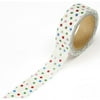 Darice Washi Tape Roll White with Mixed Dots 0.625 X 315 Inches